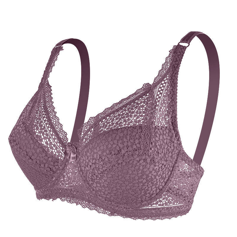 Lace plus size underwear, breathable and comfortable butterfly bow bra