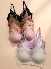 Semicircle Decorative Border Wireless Bra Purple