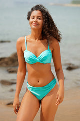 Revneu  Solid Color Relaxed Twisted Bikini