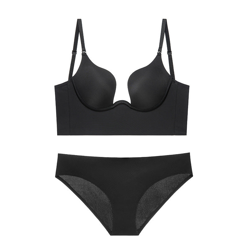 Underwire Deep V-Cup Multiway Push Up Backless Bra & Underwear Set