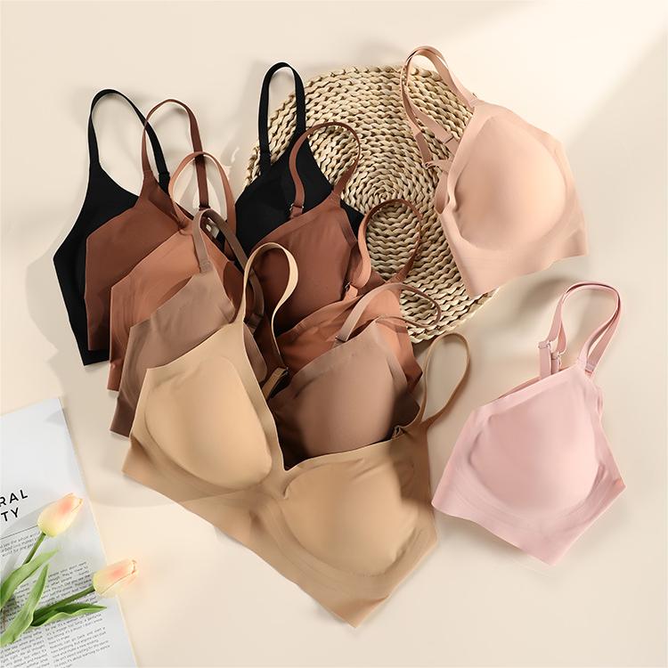 Solid Triangle Seamless Wireless Bra RosyBrown