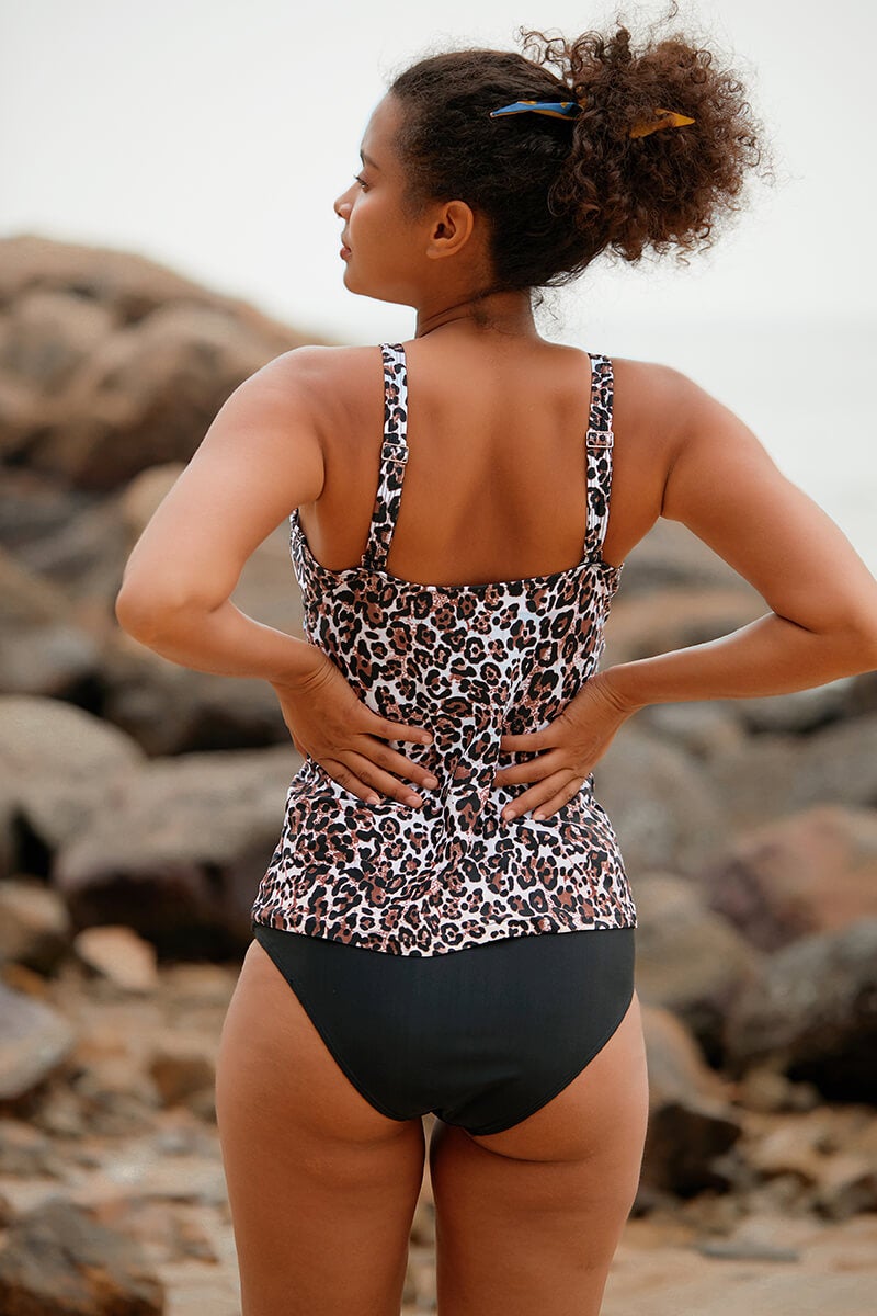 Leopard Print V Neck Classic Tankini