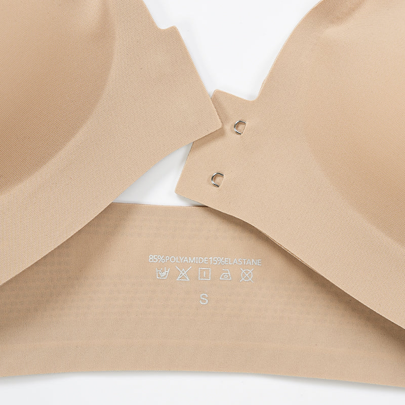 Solid Front Closure Wireless Bra Tan