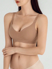 Wide Straps Solid Wireless Bra