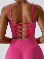 Seamless Rib Cross Back Yoga  Bra