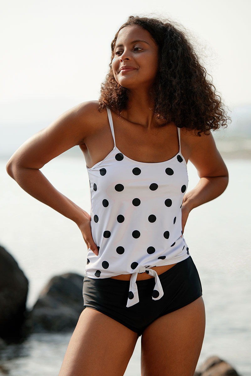 Revneu  Polka Dot Cute Knotted Tankini