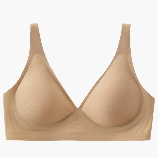 Haullps Wirefree Seamless Bra for Invisible Deep V Plunge Bra with Removeable Padding