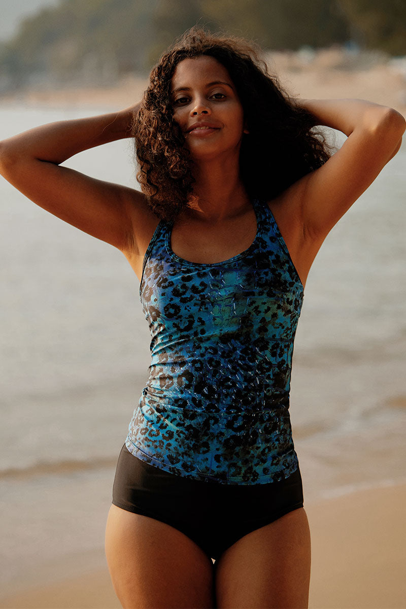 Revneu  Floral Print Halter Collar Feminine Tankini