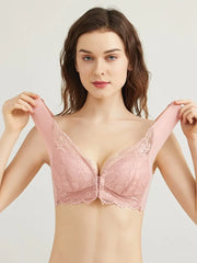 Lace Seamless Wirefree Push-up Pus size Full Coverage Bra Pink