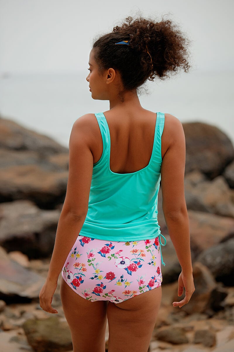 Floral Print Sporty U Collar Tankini