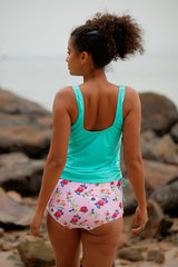 Floral Print Sporty U Collar Tankini