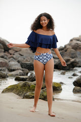 Girly Ruffled Graphic Print Bikini