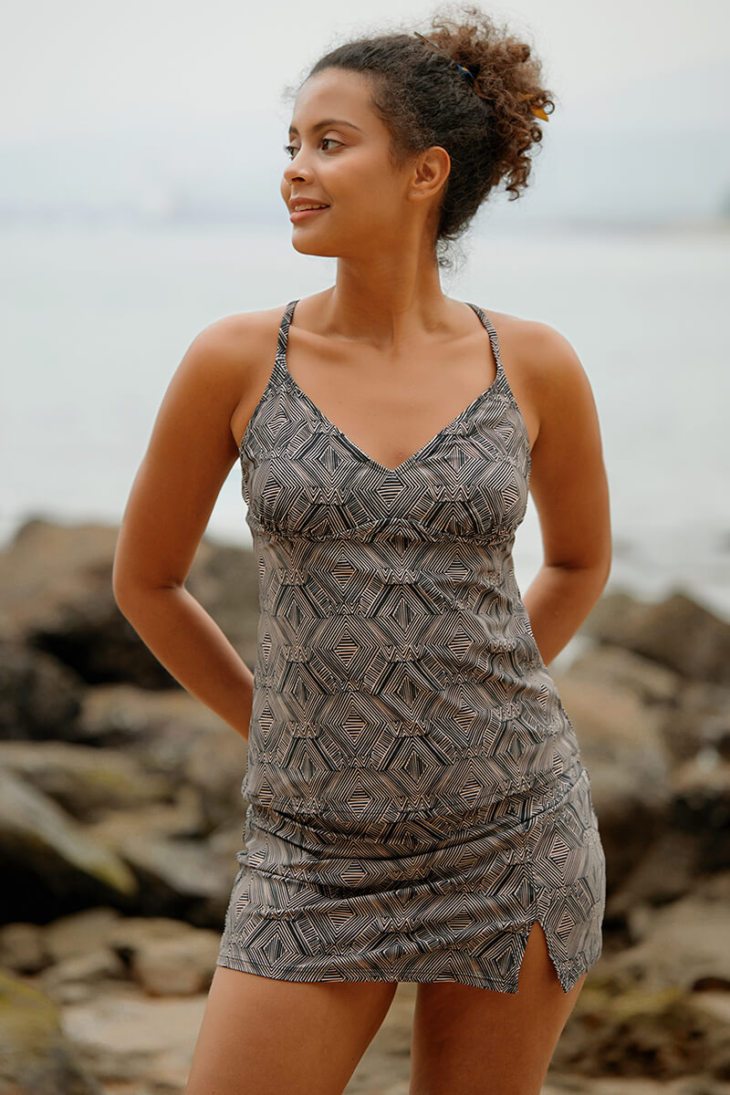 Revneu  Geometric Print Retro Skirt Bottom Tankini