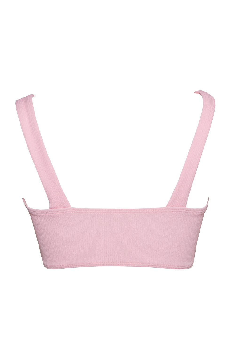 Pink Ribbed Front V Wire Bikini Top