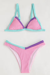 Pink Ribbed Colorblock Bikini Bottoms