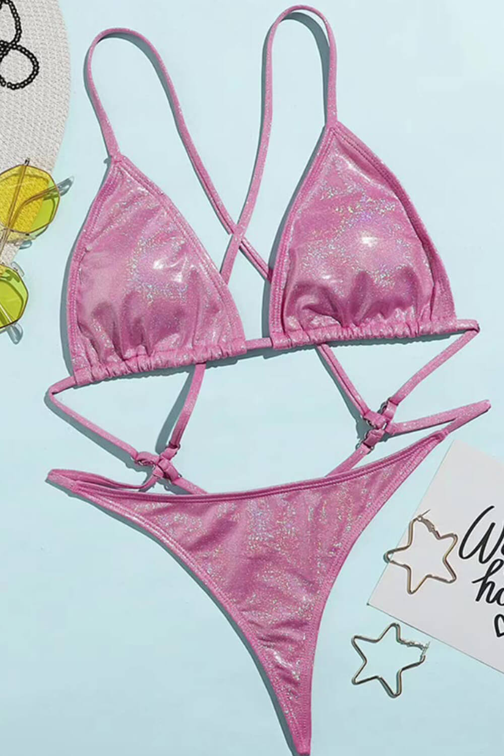 Criss Cross Strappy One Piece Thong Swimsuit