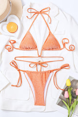 Shimmer Triangle U Wire Halter Tie Side Bikini Set