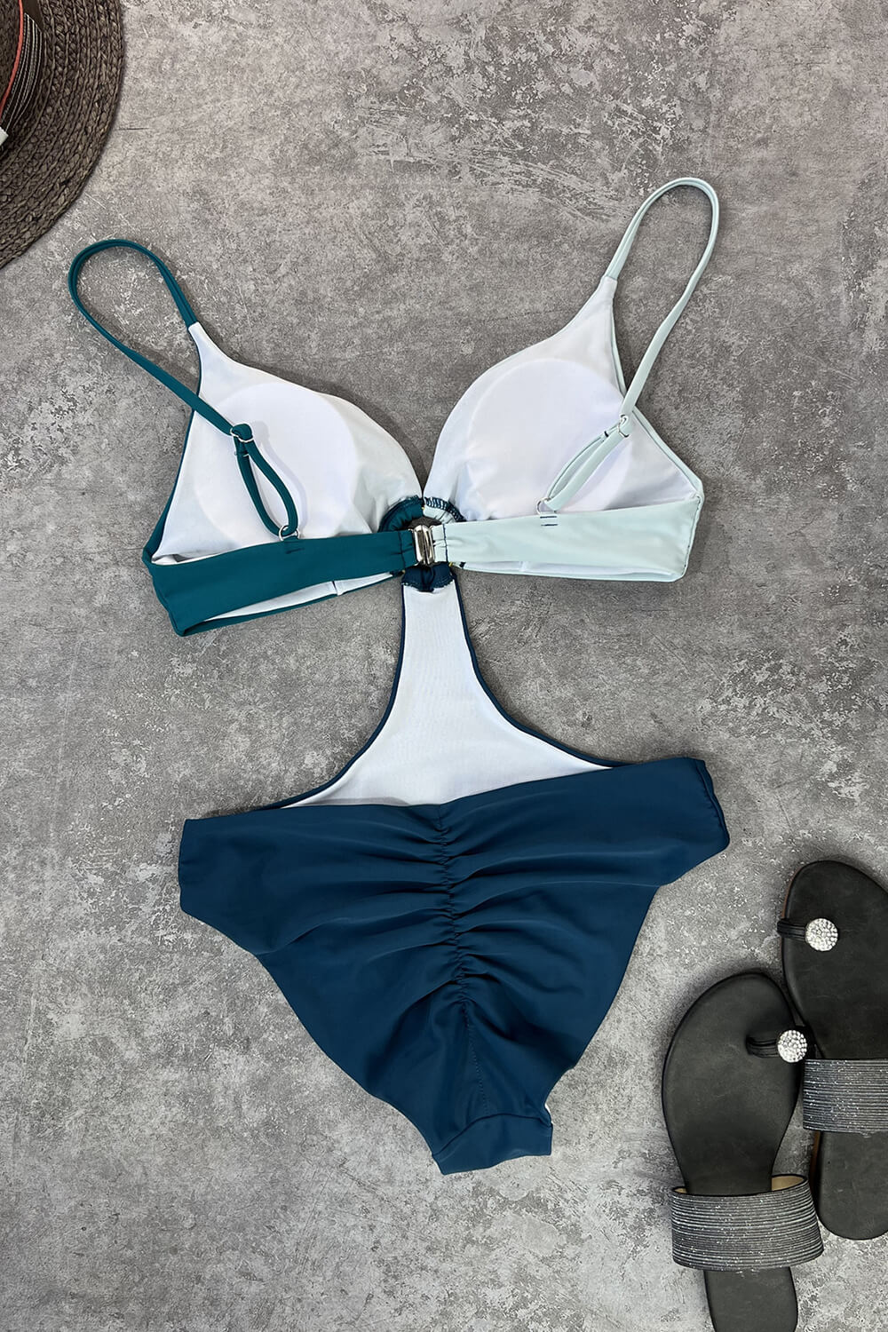 Colorblock Ring Cut Out Triangle Monokini