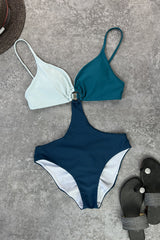 Colorblock Ring Cut Out Triangle Monokini