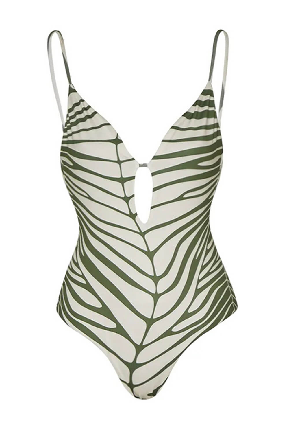 Tropical Leaf Cut-Out One Piece Swimsuit