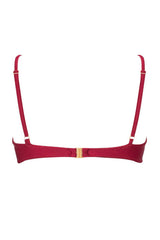 Drawstring Bralette Lace Up Tie Side Bikini Set - Red